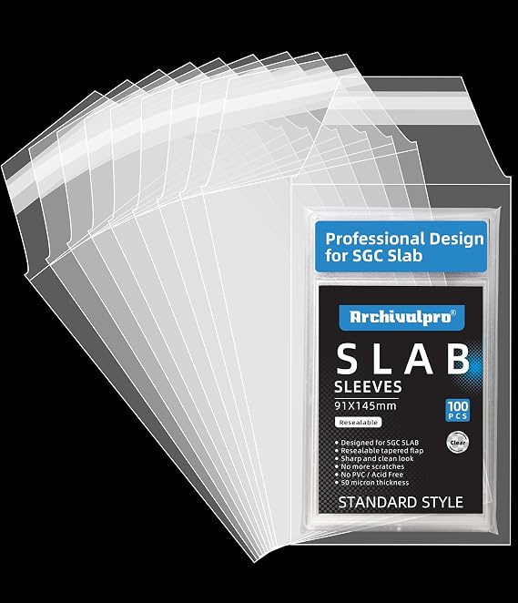 Graded Card Sleeves 100pcs Graded Guard Slab Sleeve Super Clear Fit for SGC Graded Cards (91x145mm,100pcs)