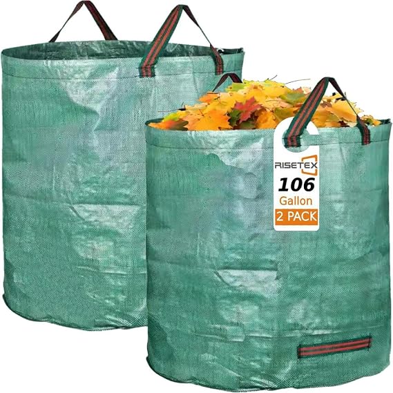 Leaf Collector，2-Pack Large Reusable Leaf Bags，106 Gallon Portable Yard Waste Bags，Standable Lawn and Leaf Bags,Garden Clippings Bags,Leaf Container,With 4 Handles, Camping Yard Recycling Bags
