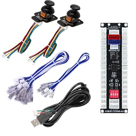 SJ@JX All-Button Arcade Controller with Raspberry Pi RP2040 Encoder, 3D Analog Mushroom Joystick, Custom RGB Lighting, Ultra-Low Latency, Multi-Platform Compatible for PC & Nintendo Switch