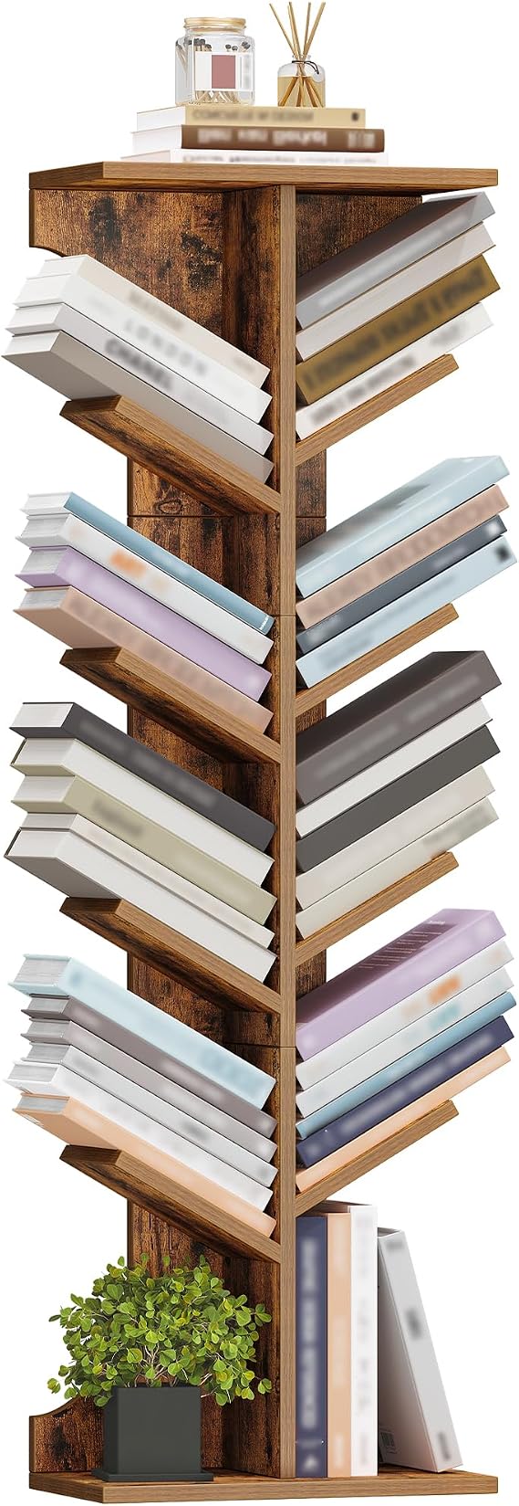 Hzuaneri Tree Bookshelf, 11 Tier Narrow Bookcase
