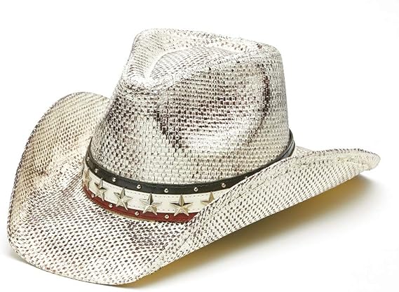 Vintage USA American Flag Cowboy Hat w/Western Shape-It Brim (White Stars and Stripes)