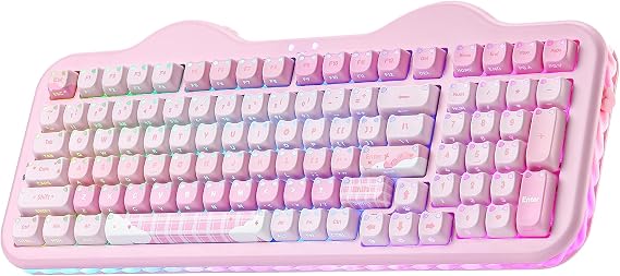 YUNZII C98 Cute Wireless Mechanical Keyboard(Pink Mao, Candy Switch)