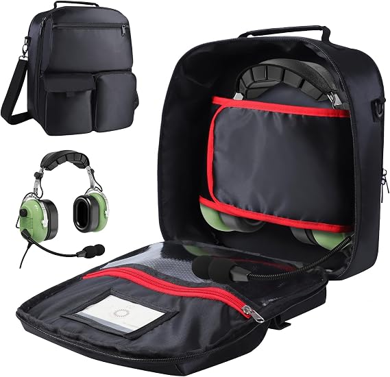 Pilot Headset Bag Aviation Headset Pilot Bag Durable Aviation Flight Carrying Case with Multiple Pockets for Aircraft Headset, Pilot Kneeboard and Other Accessories
