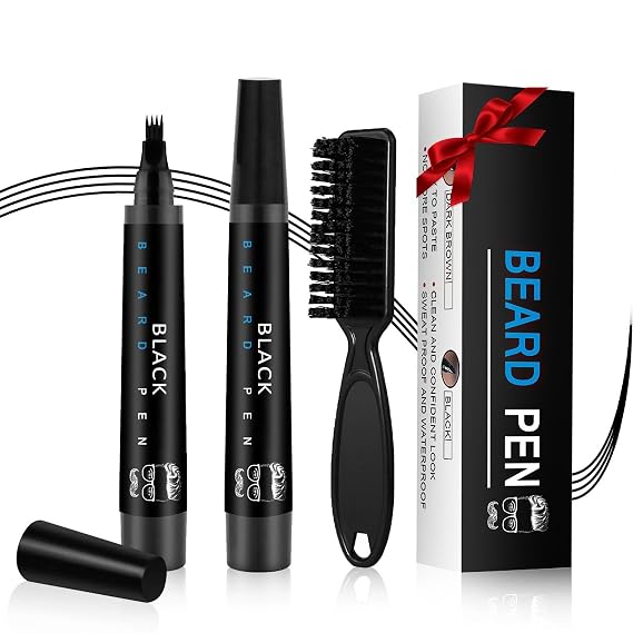 Beard Pen - Beard Pencil Filler for Men Black Barber Pencil, Deep Black