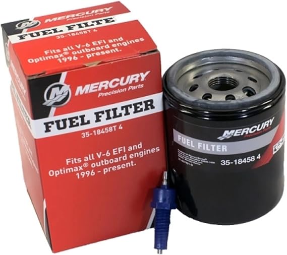 Mercury 18458T4 Water Separating Fuel Filter with Blue Sensor for 1996 and Later Mercury or Mariner V6 EFI/DFI Outboards