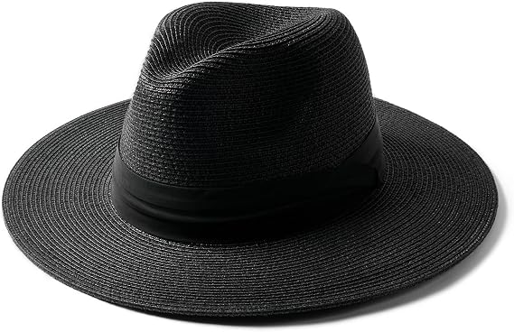 FURTALK Sun Hat Wide Brim Straw Fedora Panama Beach for Men Women