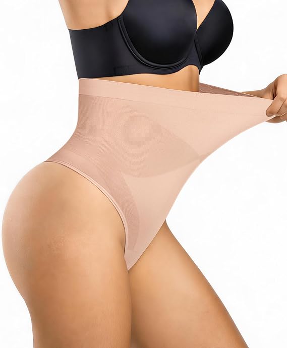 SHAPELLX Thong Shapewear Tummy Control Seamless High Waist Fajas Underwear