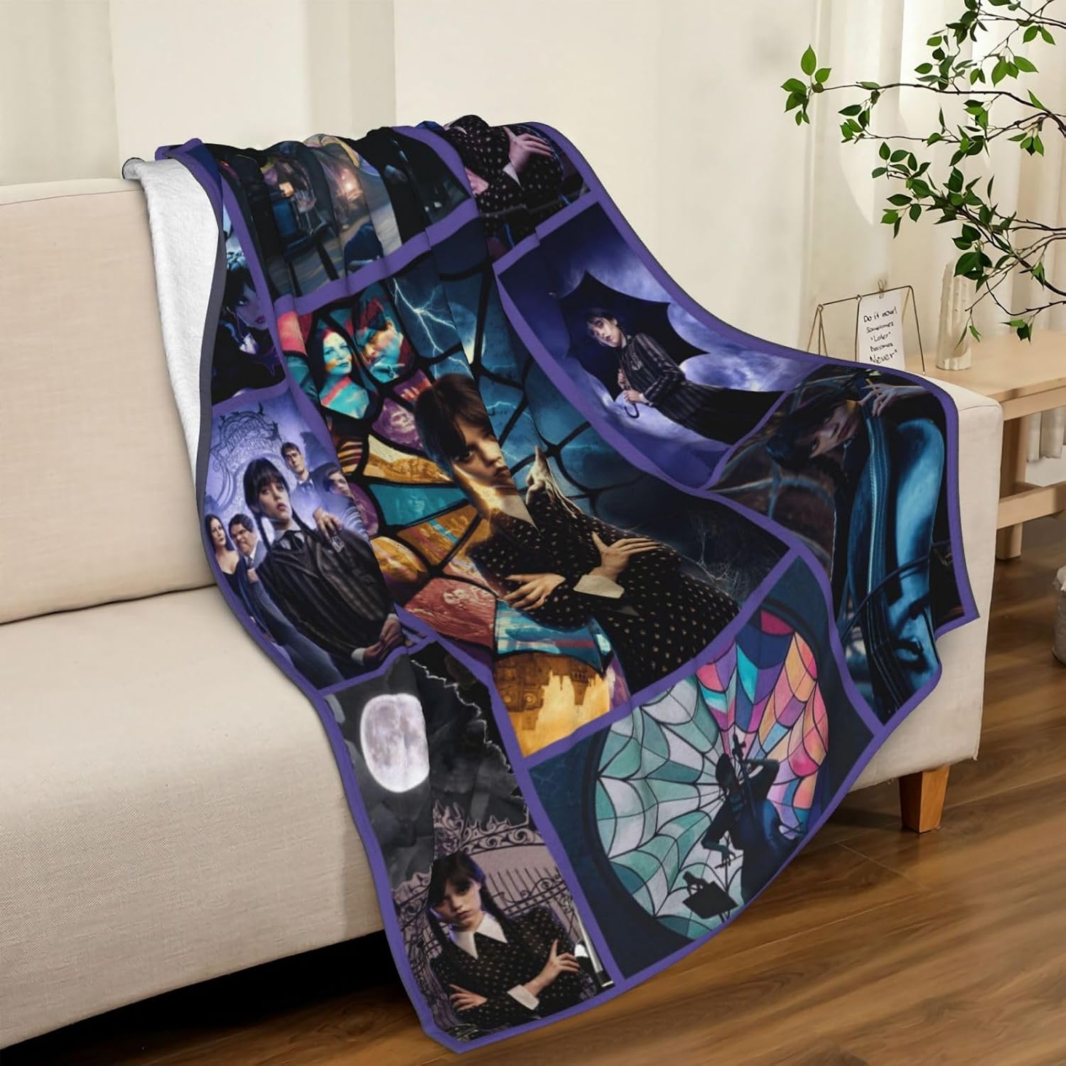 Horror Cartoon Blanket Flannel Warm Soft Throw Blanket Birthday Gifts for Girls Kids Adult Women Winter Small Cozy Purple Toddler Throw Blanket for Bed Couch Purple, 50  40