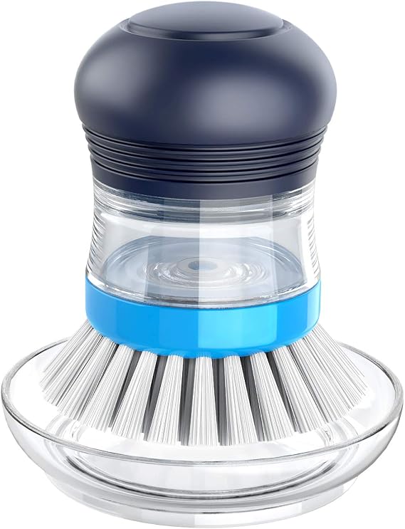 MR.SIGA Soap Dispensing Palm Brush Storage Set, 1 Pack, Navy/Blue