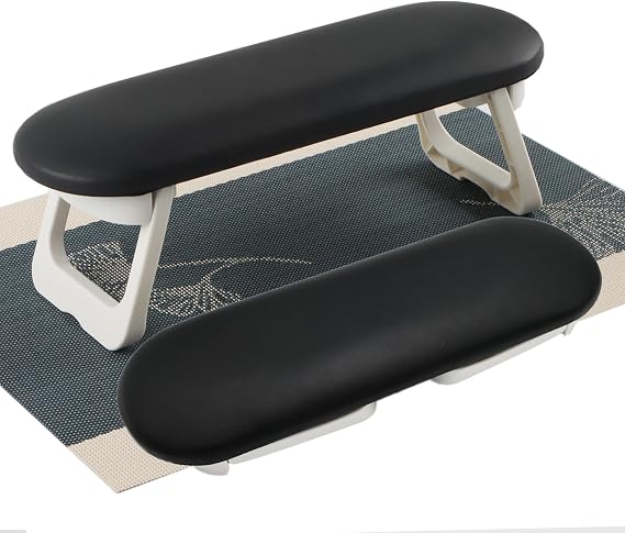 Black Arm Rest for Nails, AMOYUN Nail Arm Rest Nail Cushion Foldable Manicure Pillow Non-Slip Soft Microfiber Leather Manicure Hand Rest Nail Stand Technician Table for Nail Art Salon