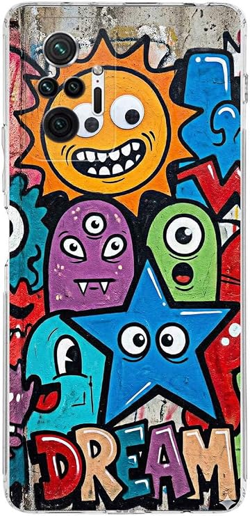 Redmi Note 10 Pro 5G ile Uyumlu Grafiti Dream Street Tasarımlı Şeffaf Silikon Kılıf