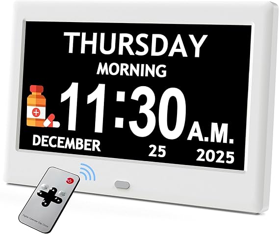7'' Clocks for Seniors Elderly, Large Display Digital Clock with Date Time