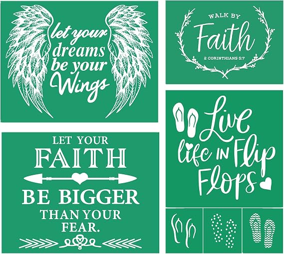 JAJADO Self-Adhesive Silk Screen Stencil 4 Pcs, Reusable Screen Printing Mesh Silk Screen Transfers Chalk Paste Paint for Crafts, Reusable Stencil Painting on Wood, Fabric, T-Shirts, DIY Home Decor