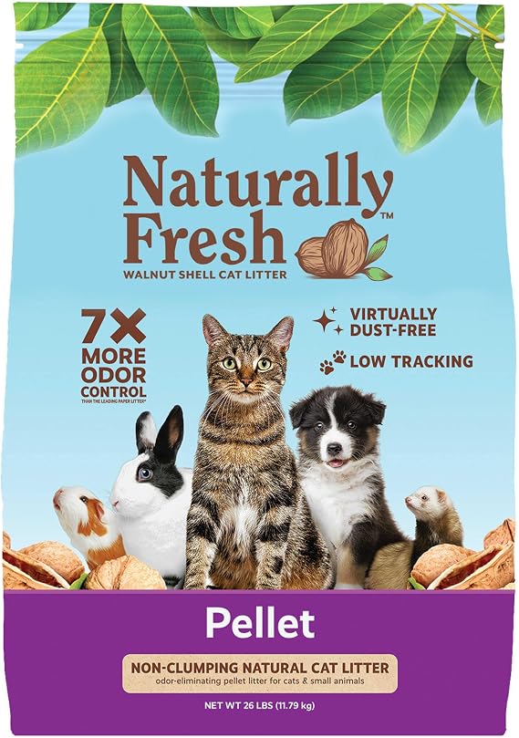 Eco-Shell Naturally Fresh Cat Litter Made From Walnut Shells, Multi-Cat, Ultra Odor Control, Unscented, Biodegradable, Dust-Free, Sustainable, 26 Lbs
