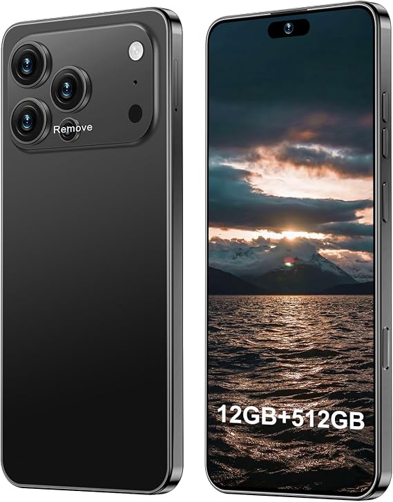 17PM Smartphone New Upgrade 12GB+512GB/6.99" Display 68+108MP Zoom Camera,Tempered Glass Finish, 7000mAh Android 15 (Black)