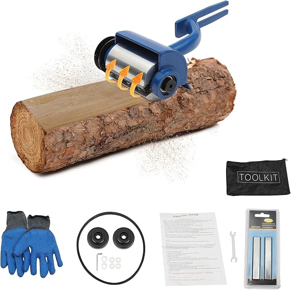 Log Peeler, 5'' Log Debarking Tool As Chainsaw Debarker Attachment for Timber Processing (Blue)