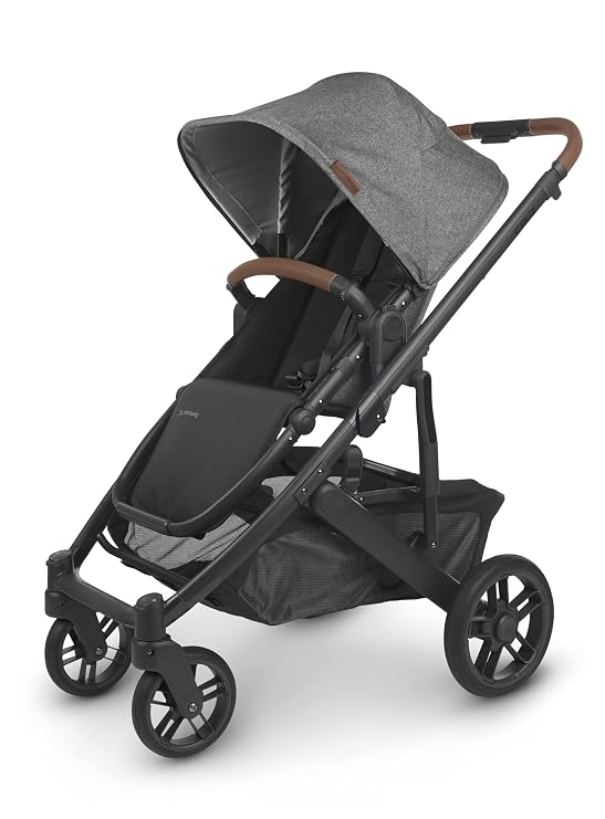 UPPAbaby Cruz V2 Stroller/Full-Featured Stroller with Travel System Capabilities/Toddler Seat, Bumper Bar, Bug Shield, Rain Shield Included/Greyson (Charcoal Melange/Carbon Frame/Saddle Leather)