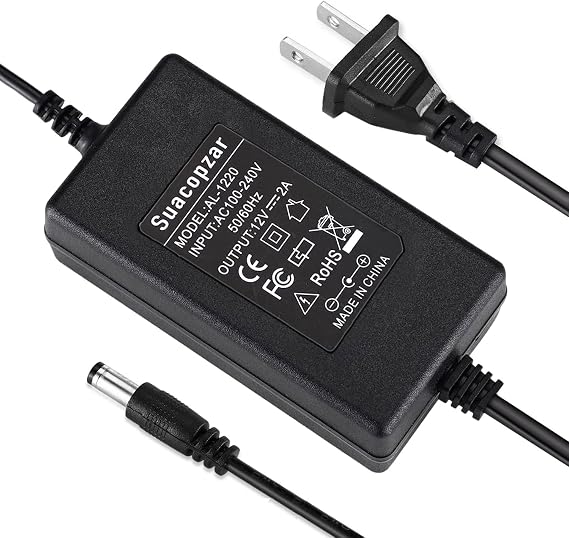 12V 2A DC Power Supply Adapter 100V~240V AC to DC 12Volt 2Amp Converter Regulator 5.5x2.5mm/ 5.5x2.1mm DC Plug (12V 2A)
