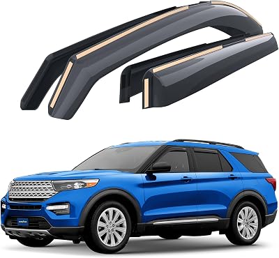 Goodyear Shatterproof in-Channel Window Deflectors for Ford Explorer 2020-2026, Rain Guards, Window Visors for Cars, Vent Deflector, Car Accessories, 4 pcs - GY008030