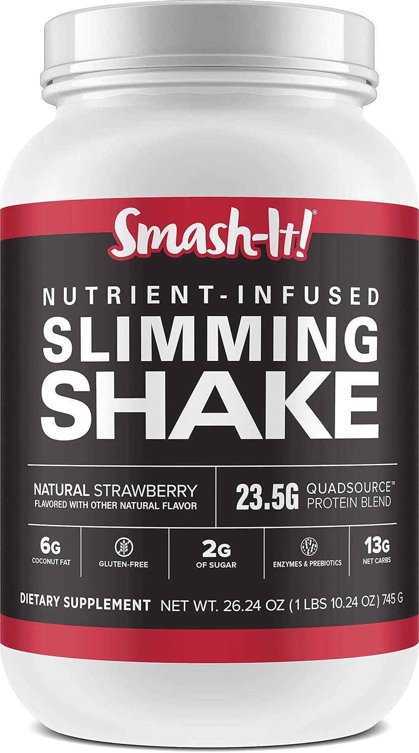 Primal Labs Smash-It Nutrient Infused Low Carb Protein Powder to Help Trim Down, Keto Meal Replacement Shake Powder, Gluten-Free Whey Protein Powder, Delicious Strawberry Flavor, 761 Grams