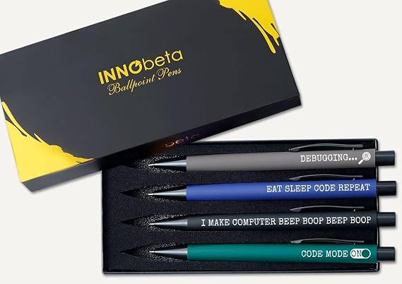 InnoBeta Programmer Gifts, Ballpoint Pen Set of 4, Gift Ideas for Computer Science Lovers, Coworker, Programmer, Computer Engineer,