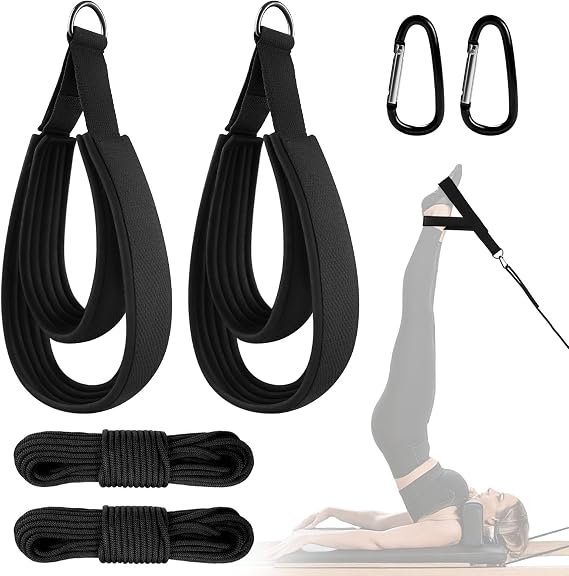 Rope and Padded Double Loop Kit for PAETA Pilates Reformer, Straps with D Rings and Adjustable Length Rope Accessories for PAETA Pilates Equipment
