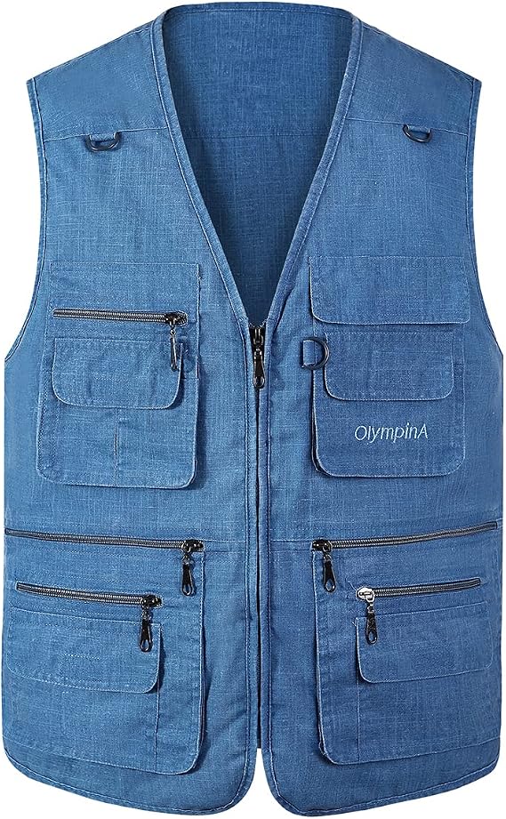 Mens Outdoors Fishing Vest Multi Pocket Waistcoats Sleeveless Jackets Tops Camping Hunting Photography Gilet