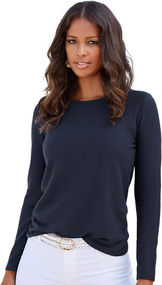 LASCANA Women's Textured Long Sleeve Top