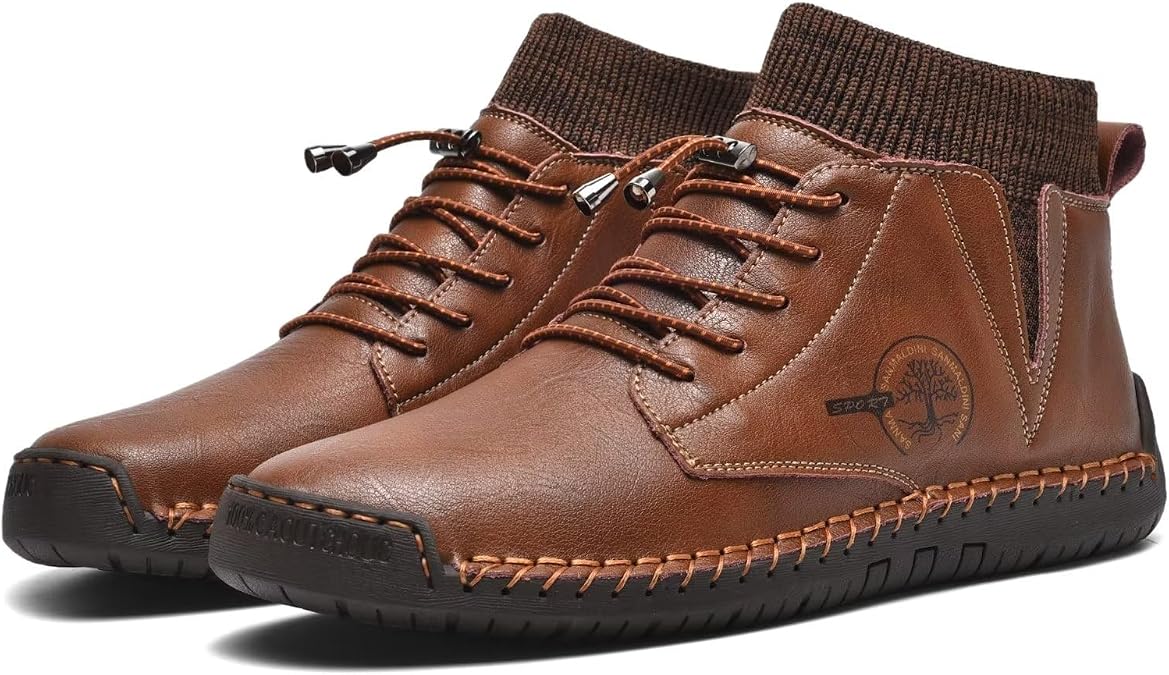 Men's Leather Loafers Fashion Casual Slip On Penny Beck Driving Loafer Shoes Ankle Chukka Boots For MenIncludes Extra Insole