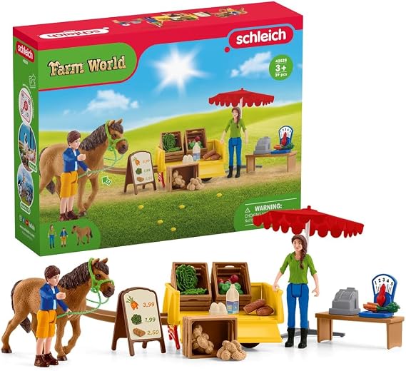 Schleich Farm World - 39Pc Sunny Day Mobile Farm Stand - Kids 3+ | 42528