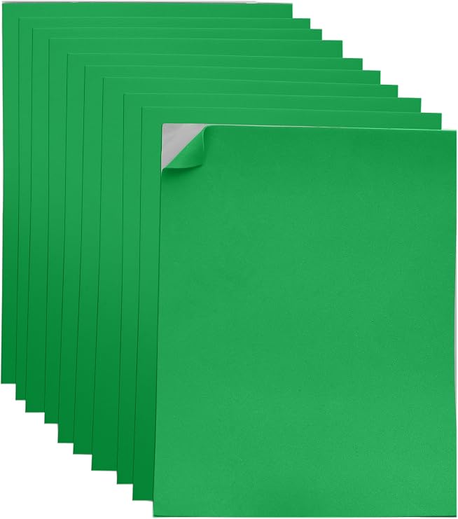Adhesive Green EVA Foam Sheets for Crafts, 9" x 12", 2mm Thickness Sticky Back Foam Paper for DIY Arts and Crafts, School Projects, and More - 10 Pack