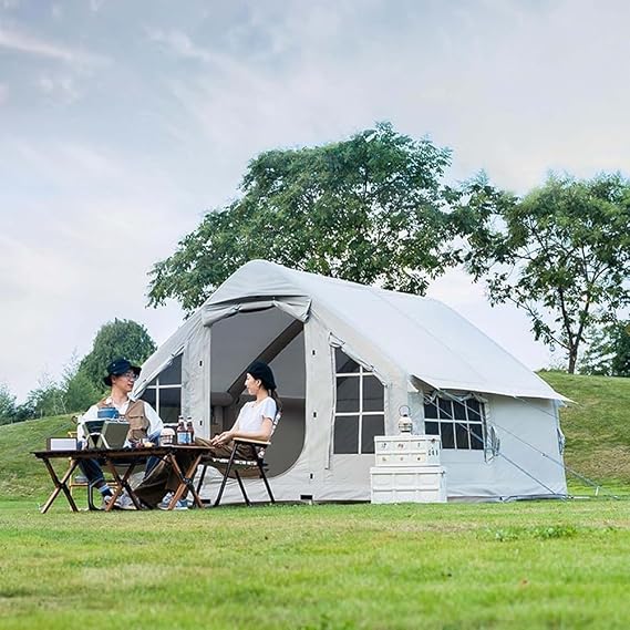 Inflatable Camping Tent with Pump, Waterproof and Windproof, Easy Setup for 4-6 People, Ideal for Family Outdoor Adventures