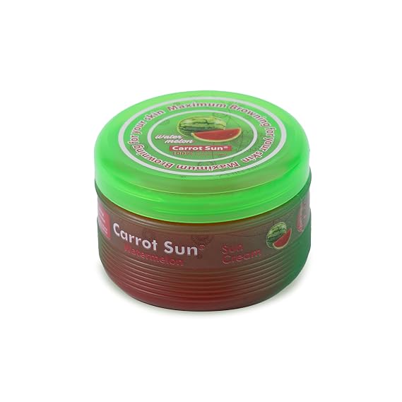 Carrot Sun Tanning Accelerator 350ml Watermelon Tanning Gel Natural Extract Sun Cream Dark Tanning Lotion for All Skin Types Tan Lotion with Carrot Oil for Even Beautiful Skin Coloring SPF0