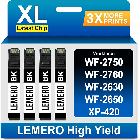 LEMERO Remanufactured Ink Cartridge Replacement for Epson 220XL 4-Black