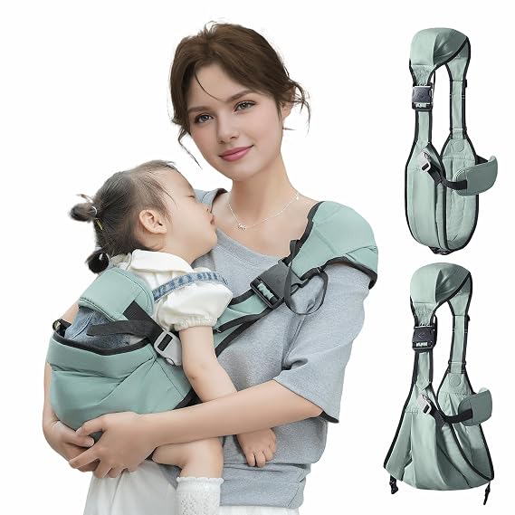 Baby Sling Carrier, Baby Carrier Newborn to Toddler Wrpas Carrier Essentials Safety, Portable and Lightweight, Ergonomic-Designed, Non-Slip Hip Seat Carrying 8-55lbs(Green)