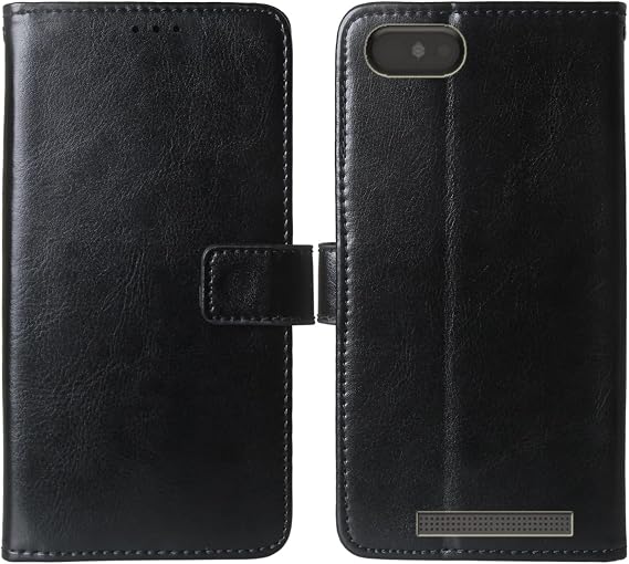 Premium Flip Leather Case Phone Cover for PINE64 PinePhone Business Folio Protector Protection Wallet Stand Card Slots (Black)