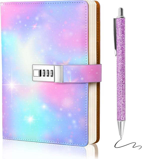 Diary with Lock, A5 Diary for Girls Ages 8-12, 192 Pages Journal with Lock for Women Teen Girls, Preppy stuff for Girls 10-12, Journal kit for Girls ages 8-12 with Pen, Birthday Gifts for Girls