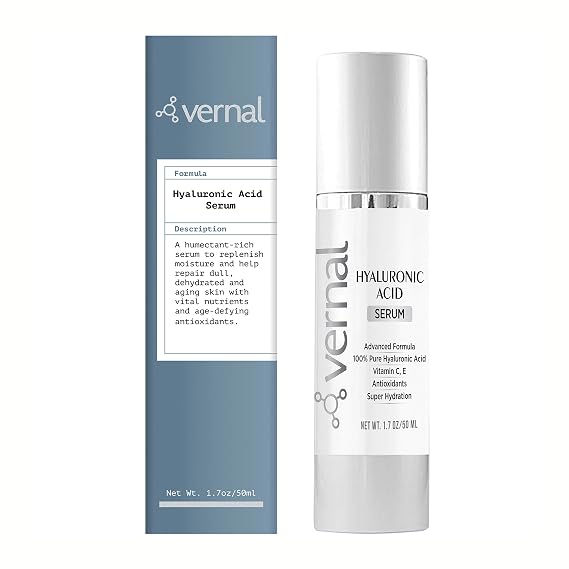 Vernals 100% Pure Hyaluronic Acid Serum Rich With Vitamins C, E and Age-Defying Antioxidants - Anti Wrinkle, Anti Aging Face Serum that Lifts and Firms Skin, Made in USA