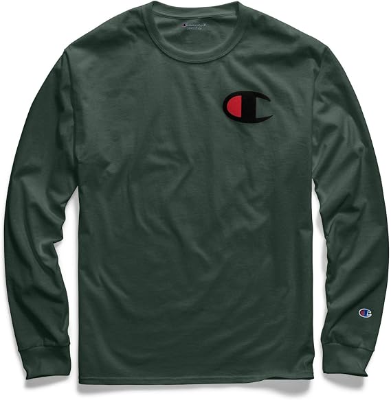 Champion Men's Classic Long Sleeve Tee, Big C Logo
