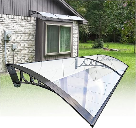 Clear Door Canopy Awning, Polycarbonate Sun Rain Protection Door Rain Shelter for Front Back Porch Outdoor Patio Roofing Shade Cover (Size : 0.6x0.8m/1.97x2.62ft)
