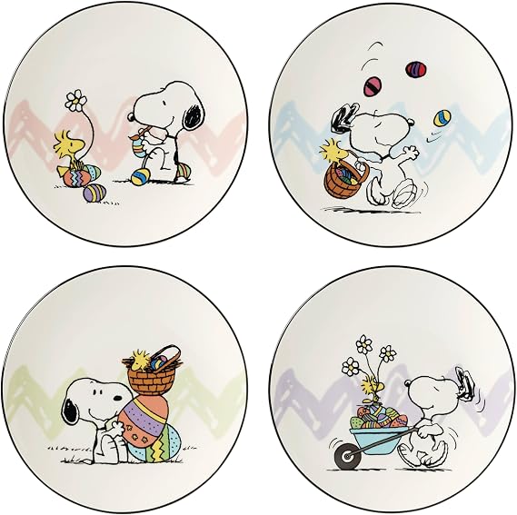 Lenox Snoopy Easter 4-Piece Accent Plates, Appetizer Plate Set for 4