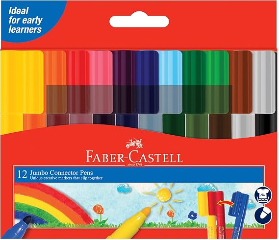 Faber-Castell Eğlenceli Jumbo Keçeli Kalem,12'Li, 12 Renk