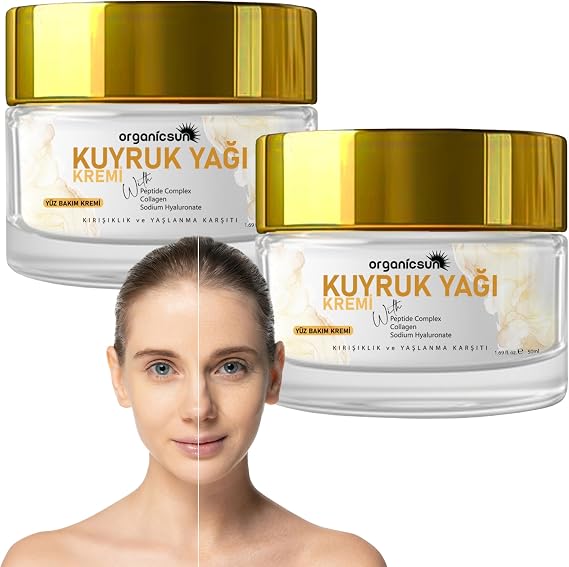 Kuyruk Yağı Kremi | Kırışıklık & Yaşlanma Karşıtı Anti Aging Yüz Bakım Kremi 50ml - Collagen İlaveli, Nemlendirici Etki (2'li Paket)