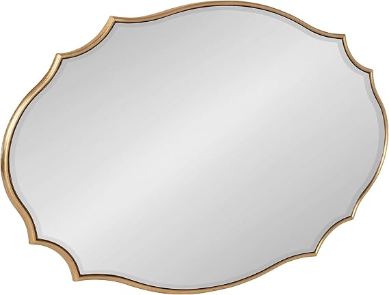Kate and Laurel Leanna Scalloped Oval Wall Mirror, 24" x 36", Gold Leaf, Chic Modern Glam Wall Accent