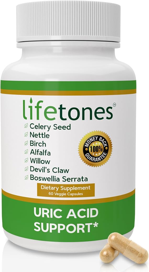 Uric Acid Cleanse & Support Supplement Daily Uric Acid Flush with Celery Seed, Nettle, Birch, Alfalfa, Devils Claw, Boswellia & White Willow Joint Support & Kidney Cleanser 60 Vegan Capsules