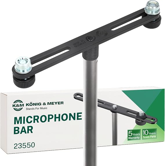 K&M Konig & Meyer 23550.500.55 Microphone Bar | Adjustable Positioning for Two Mics or Booms | 5/8 Thread Stand Connector | Professional Choice Made in Germany Black