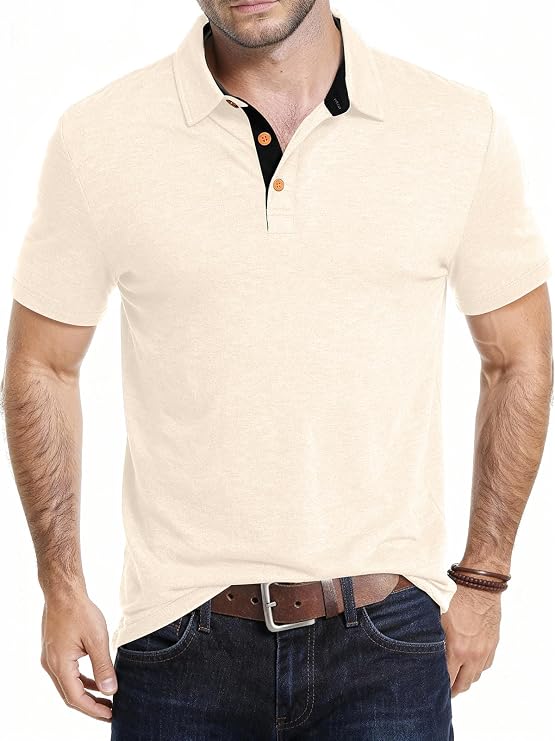 KUYIGO Mens Polo Shirts Short Sleeve Casual Summer Classic Collared Shirt