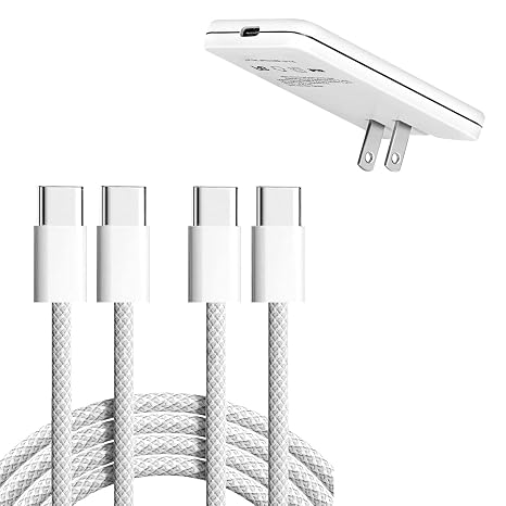 Braided USB C to USB C Cable 3ft and Slim USB C Charger, 30W Fast USB C Wall Plug, Foldable Charger Block for iPhone 15 Pro Max/15 Pro/15 14 13 12 11, iPad, Airpods, Samsung Galaxy, Google Pixel &More