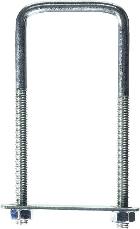 National Hardware Square U Bolt, #535-5/16" x 2" x 5", Steel, Zinc Plated | Square Bend Clamps Around 2 in Wide Beams and Tubing; Nuts Included, Zinc Plated for Indoor or Outdoor Use