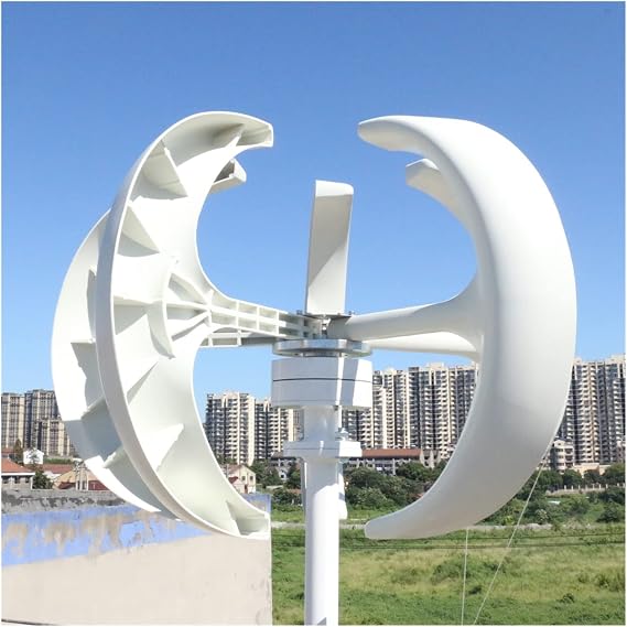 Wind Generator 1000W Vertical Axis Wind Turbine Generator 1KW 12V 24V 48V With MPPT Controller Small Low Noise Windmill For Streetlights Effectively Utilizes Wind Resources(White with Control,24V)